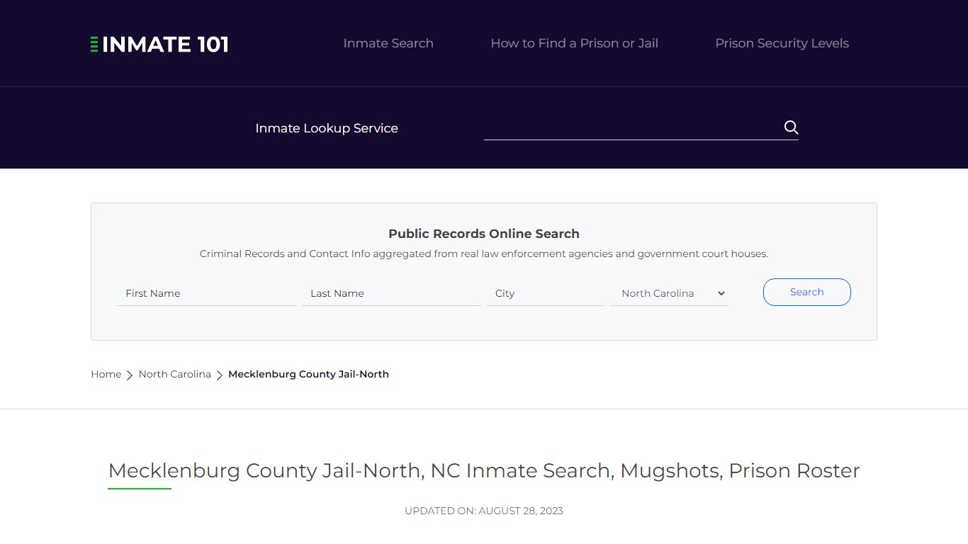 Mecklenburg County Jail-North, NC Inmate Search, Mugshots, Prison ...